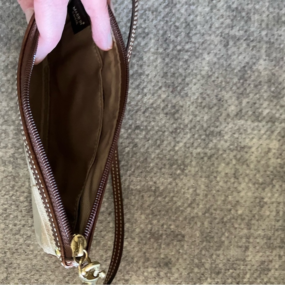Coach Cream and Brown Patchwork Wristlet - Picture 4 of 4